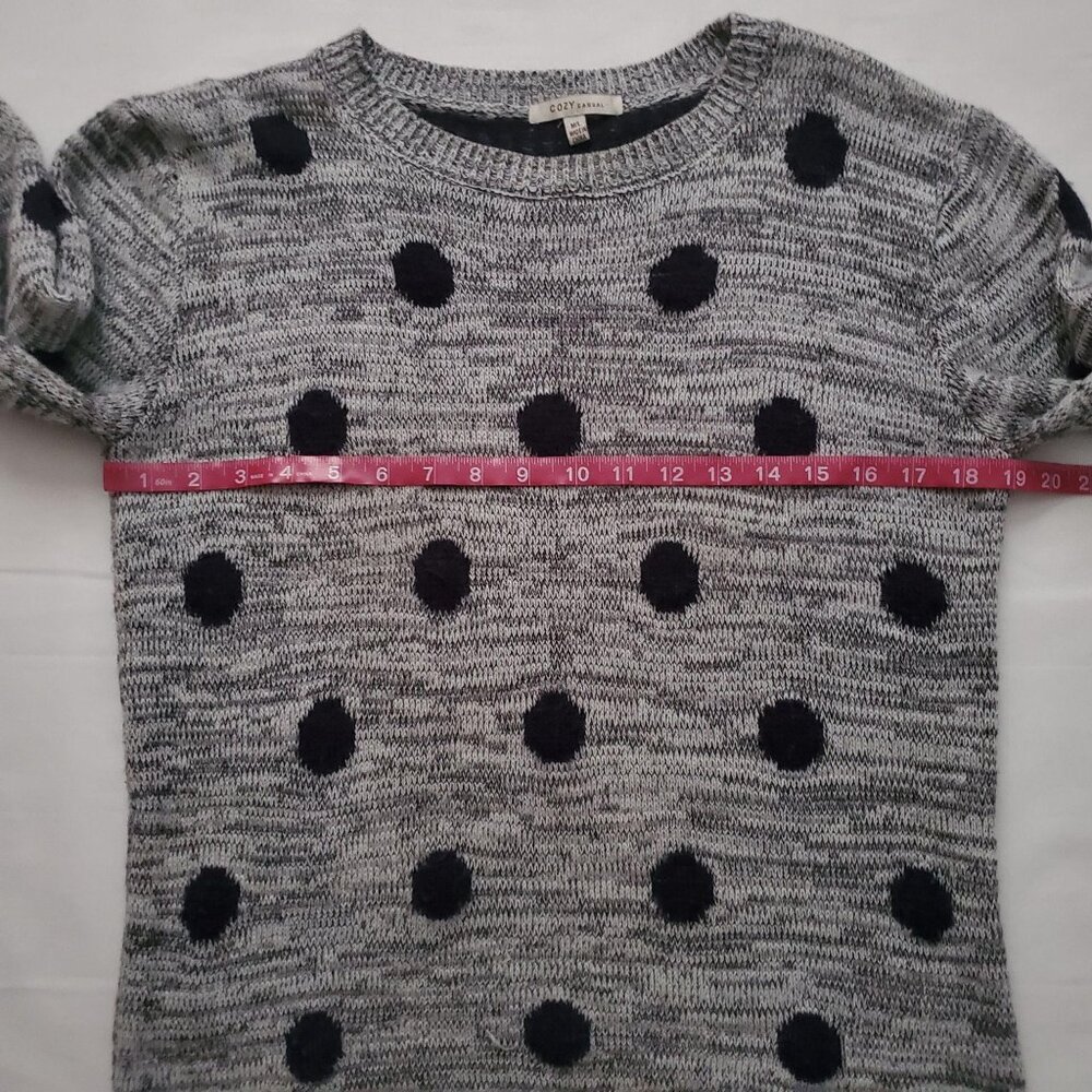 COZY Casual Women's Polka Dot 3/4 Sleeve Knit Gray Pullover Sweater Size M/L - Picture 9 of 10